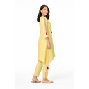 Yellow Embroidered Viscose Rayon Straight Trouser Bottom Kurta Set